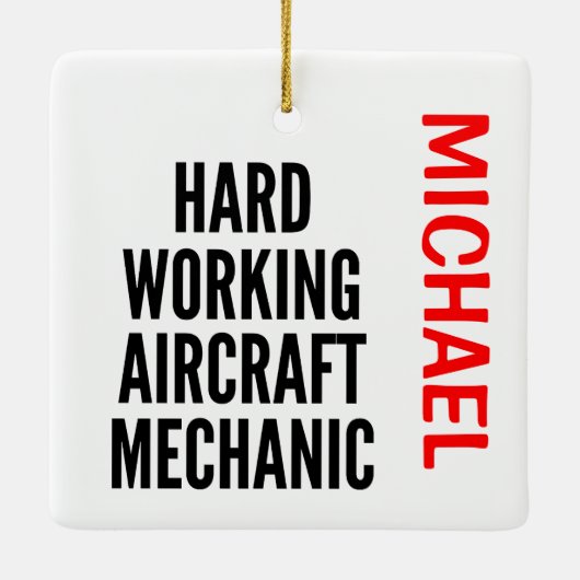 Vliegtuig voor hard werken keramisch ornament (Achterkant)