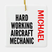 Vliegtuig voor hard werken keramisch ornament (Voorkant)