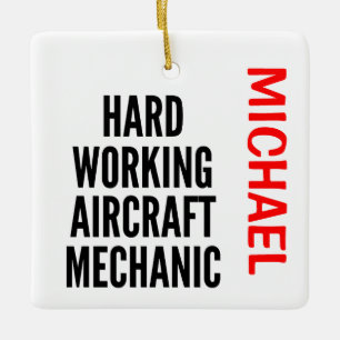 Vliegtuig voor hard werken keramisch ornament