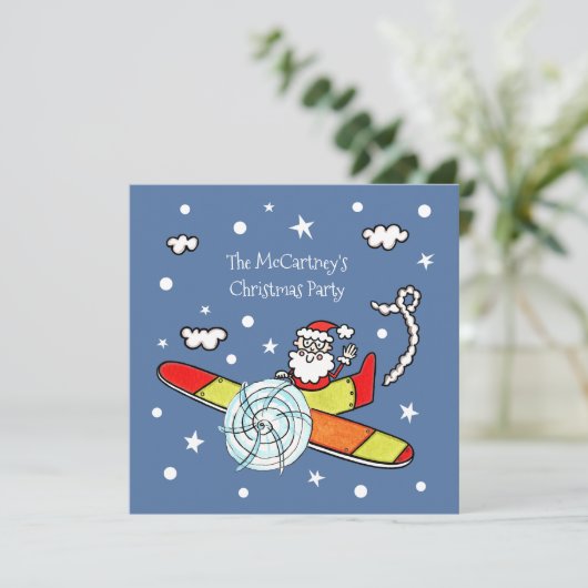 Vliegtuig voor kerstkerstkerstmis met een persoonl kaart (Staand voorkant)