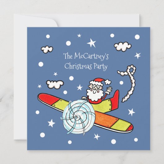 Vliegtuig voor kerstkerstkerstmis met een persoonl kaart (Voorkant)