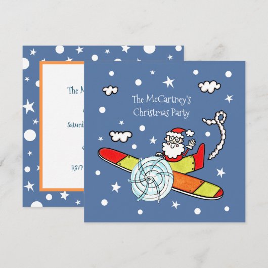 Vliegtuig voor kerstkerstkerstmis met een persoonl kaart (Voorkant / Achterkant)