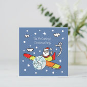 Vliegtuig voor kerstkerstkerstmis met een persoonl kaart (Staand voorkant)