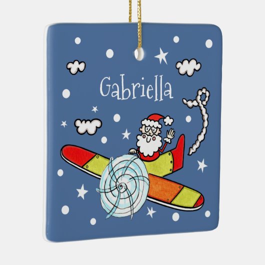 Vliegtuig voor kerstkerstkerstmis met een persoonl keramisch ornament (Rechts)