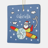 Vliegtuig voor kerstkerstkerstmis met een persoonl keramisch ornament (Links)