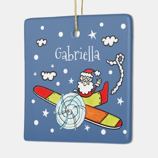Vliegtuig voor kerstkerstkerstmis met een persoonl keramisch ornament (Links)