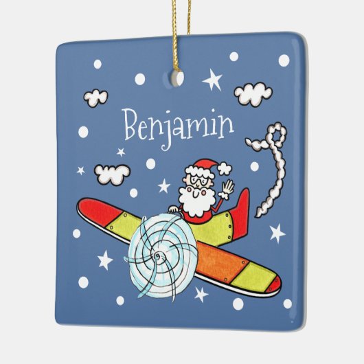 Vliegtuig voor kerstkerstkerstmis met een persoonl keramisch ornament (Links)