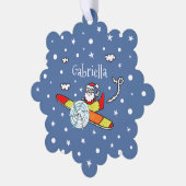 Vliegtuig voor kerstkerstkerstmis met een persoonl ornament kaart (Links)