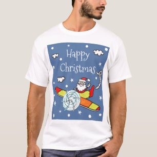 Vliegtuig voor kerstkerstkerstmis met een persoonl t-shirt