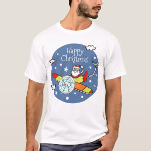 Vliegtuig voor kerstkerstkerstmis met een persoonl t-shirt
