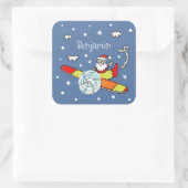 Vliegtuig voor kerstkerstkerstmis met een persoonl vierkante sticker (Tas)