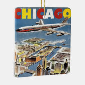 Vliegtuig voor reistoerisme in het  Retro Chicago Keramisch Ornament (Rechts)