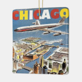Vliegtuig voor reistoerisme in het  Retro Chicago Keramisch Ornament (Links)