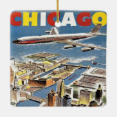 Vliegtuig voor reistoerisme in het  Retro Chicago Keramisch Ornament (Achterkant)