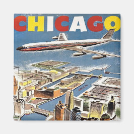 Vliegtuig voor reistoerisme in het  Retro Chicago Magneet