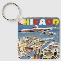 Vliegtuig voor reistoerisme in het Retro Chicago