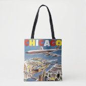 Vliegtuig voor reistoerisme in het  Retro Chicago Tote Bag (Voorkant)