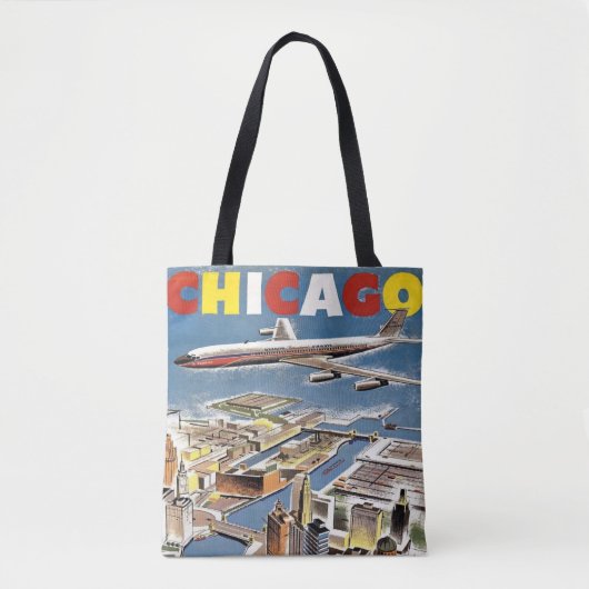 Vliegtuig voor reistoerisme in het  Retro Chicago Tote Bag (Voorkant)