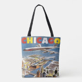 Vliegtuig voor reistoerisme in het  Retro Chicago Tote Bag (Achterkant)