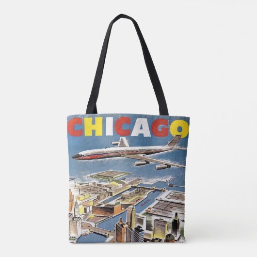 Vliegtuig voor reistoerisme in het  Retro Chicago Tote Bag (Achterkant)