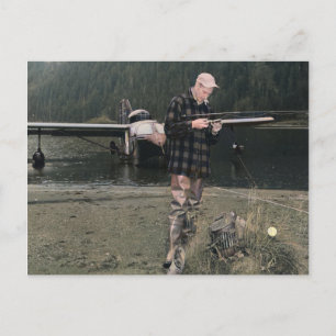 Vliegtuig voor  vliegvisserij briefkaart