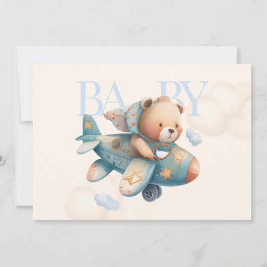 Vliegtuig voor waterverf tegen luchtdruk, teddybee kaart (Achterkant)