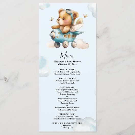 Vliegtuig voor waterverf tegen luchtdruk, teddybee menu (Voorkant)