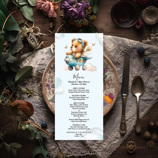 Vliegtuig voor waterverf tegen luchtdruk, teddybee menu