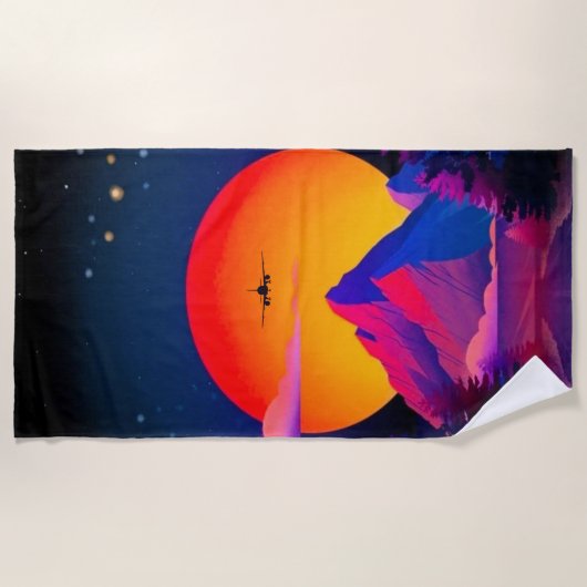 Vliegtuig voor zonlicht in het Helderneongebergte Strandlaken (Voorkant)