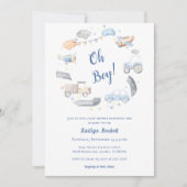 Vliegtuig Vrachtwagen Auto Tractor Boy Baby shower Kaart (Voorkant)
