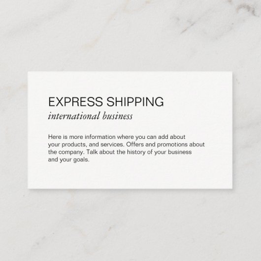 Vliegtuig vrachtwagen | Mondiale Logistiek Visitekaartje (Achterkant)