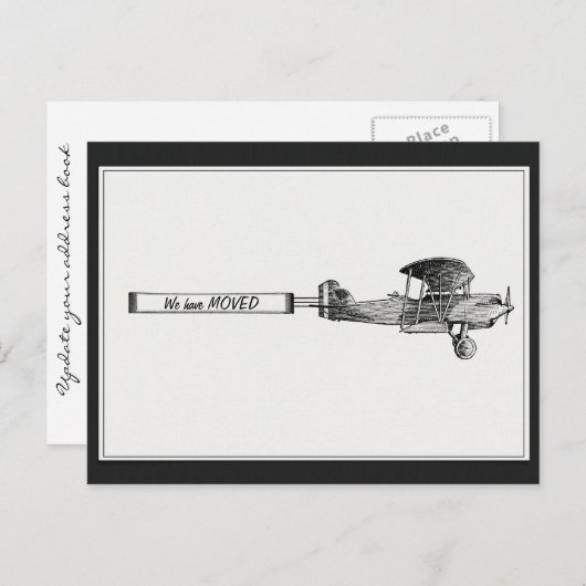  vliegtuig We zijn verhuisd Aankondigingskaart (Voorkant / Achterkant)