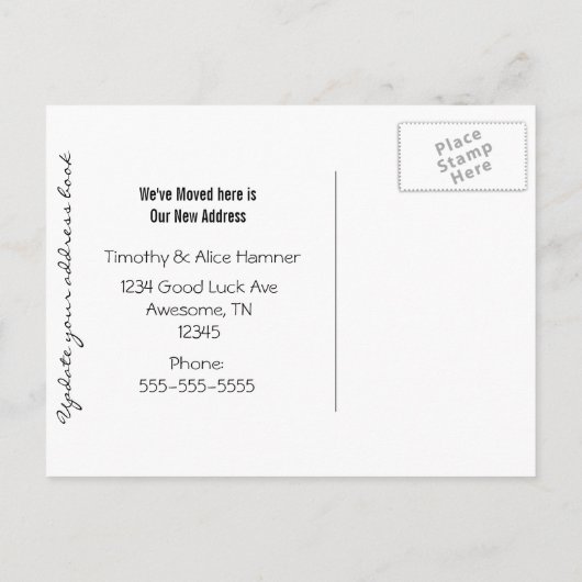  vliegtuig We zijn verhuisd Aankondigingskaart (Achterkant)