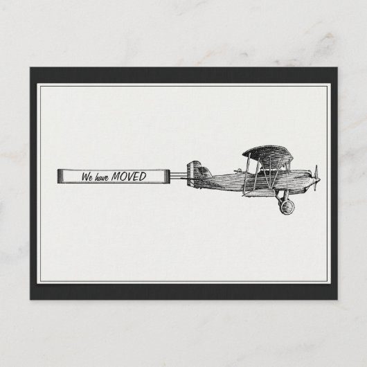  vliegtuig We zijn verhuisd Aankondigingskaart (Voorkant)