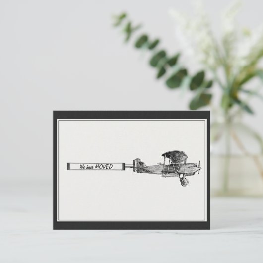  vliegtuig We zijn verhuisd Aankondigingskaart (Staand voorkant)