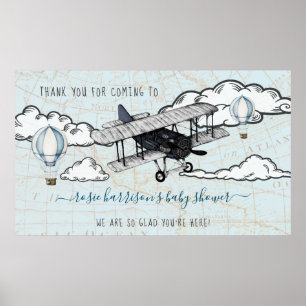 vliegtuig Welkom bij Baby shower reizen Poster