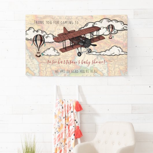  vliegtuig | Welkom bij Baby shower reizen Spandoek (Insitu)