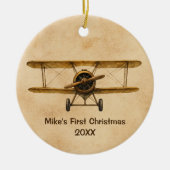  vliegtuig Whimsical Aviator 1st Christmas Keramisch Ornament (Voorkant)