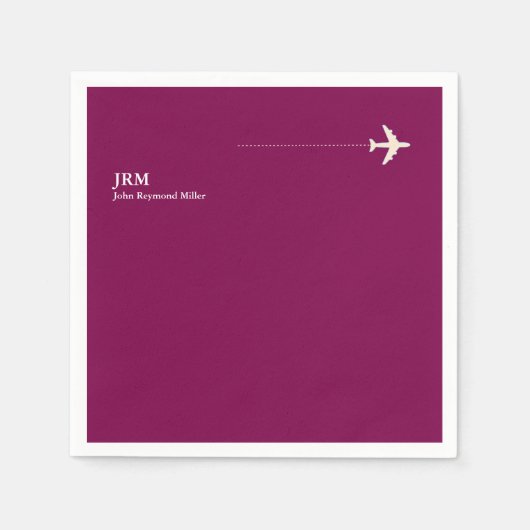Vliegtuig Wijnkleur Pilot Party Aero Servet (Voorkant)