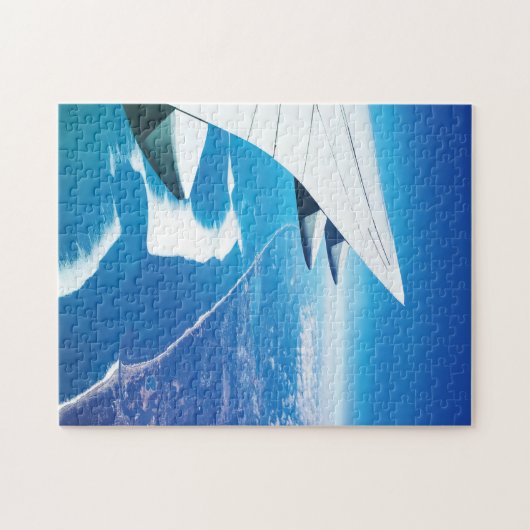 Vliegtuig Wings Sky Wolken Luchtfoto Legpuzzel (Horizontaal)