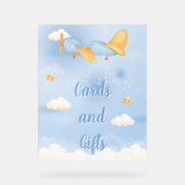 Vliegtuig, Wolken & Sterren, Blauw, Baby Boy, Scha Acryl Bord (Voorkant)