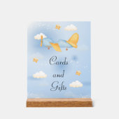 Vliegtuig, Wolken & Sterren, Blauw, Baby Boy, Scha Acryl Bord (Voorkant)