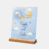 Vliegtuig, Wolken & Sterren, Blauw, Baby Boy, Scha Acryl Bord (Hoek)