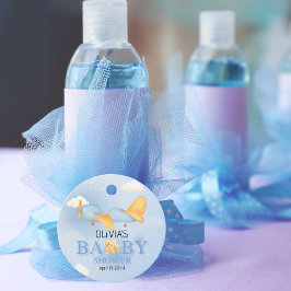 Vliegtuig, Wolken & Sterren, Blauw, Baby Boy, Scha Bedankjes Labels