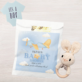 Vliegtuig, Wolken & Sterren, Blauw, Baby Boy, Scha Bedankzakje