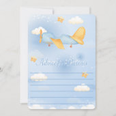 Vliegtuig, Wolken & Sterren, Blauw, Baby Boy, Scha Feestdagenkaart (Voorkant)