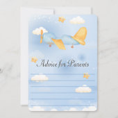 Vliegtuig, Wolken & Sterren, Blauw, Baby Boy, Scha Feestdagenkaart (Voorkant)