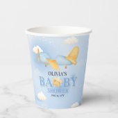 Vliegtuig, Wolken & Sterren, Blauw, Baby Boy, Scha Papieren Bekers (Voorkant)