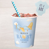 Vliegtuig, Wolken & Sterren, Blauw, Baby Boy, Scha Papieren Bekers