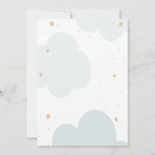 Vliegtuig, wolkenkrabbers Virtual Baby shower Kaart (Achterkant)